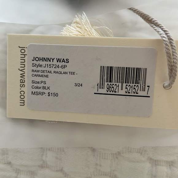 Johnny Was black, with beautiful embroidery raw detail Raglan tee size PS. - Picture 2 of 2